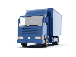 Blue Toy Commercial Delivery Truck on a White Background