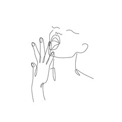 Trendy Line Art Woman Drawing. Minimalistic Black Lines Drawing. Female Face Continuous One Line Abstract Illustration. Modern Scandinavian Design. Vector EPS 10