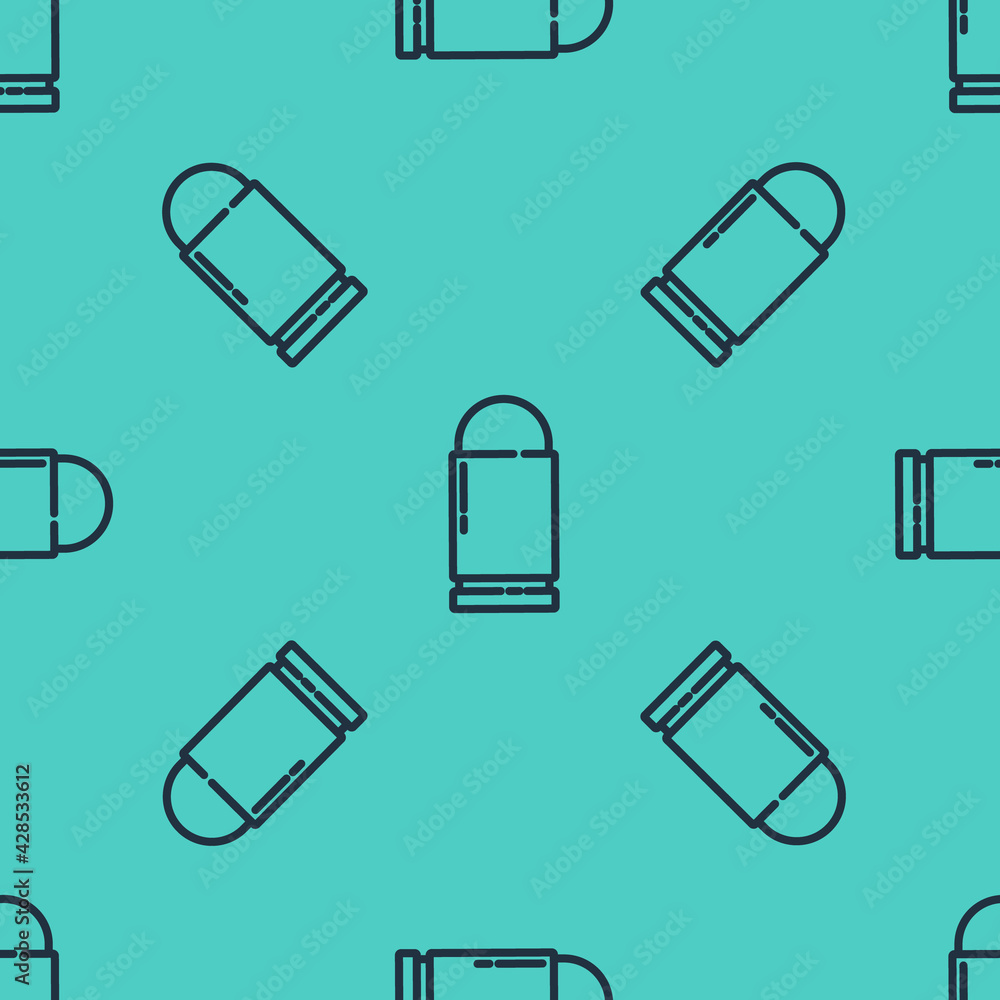 Poster black line bullet icon isolated seamless pattern on green background. vector