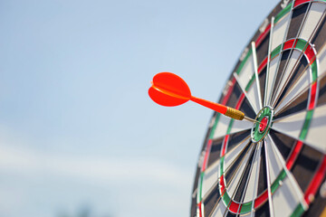 Red dart target with arrows ,Image for target business, marketing solution concept.of dartboard...