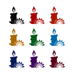 Fototapeta na wymiar Aromatic candle icon isolated on white background color set