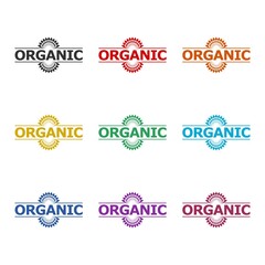 Organic logo eco icon isolated on white background color set
