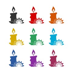 Aromatic candle icon isolated on white background color set