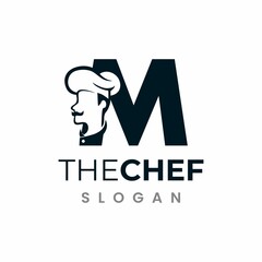 Letter M Chef Logo , Initial Restaurant Cook Vector Design