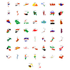 map of countries in the continent of asia icon set vector sign symbol