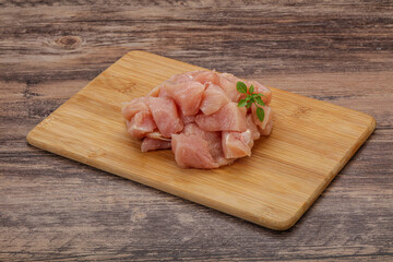 Raw diced chicken for cooking