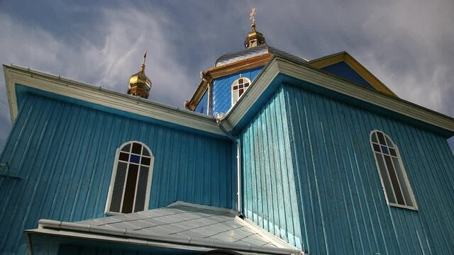Ancient wooden orthodox church of Transfiguration in village Ukraine. Temple