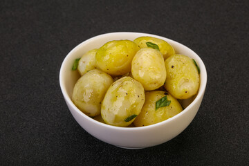 Young boiled potato in the bowl