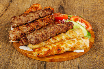Tasty minced meat kebab set