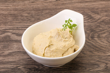Vegan food - hummus with olive oil