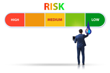 Businessman in risk metering and management concept