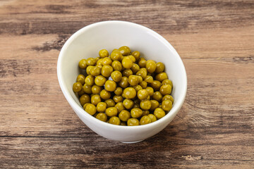 Marinated green pea in the bowl