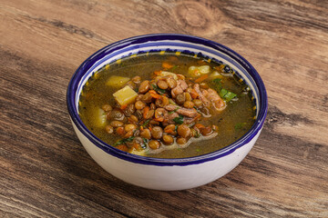 Lentil soup with chicken and vegetables