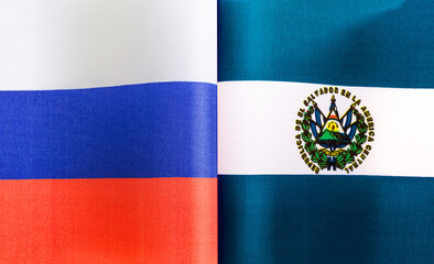fragments of the national flags of Russia and El Salvador
close-up