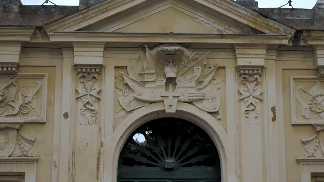 Panoramic view of the emblem on Villa Magistrale dei Cavalieri di Malta, located in Cavalieri di Malta square on aventine hill