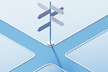 Road direction side in navigation concept - 3d rendering