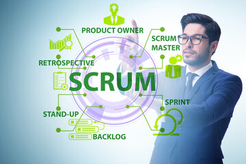 Businessman in SCRUM agile method concept