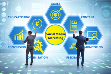 SMM - social media marketing concept with businessman