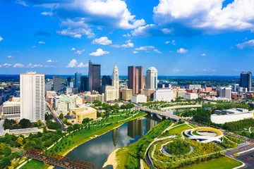 Fotobehang Aerial view of Downtown Columbus Ohio with Scioto river  © espiegle