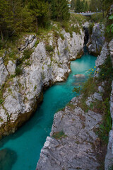 Velika Korita oder gro&szlig;e Schlucht von Soca-Fluss, Bovec, Slowenien. Julische Alpen