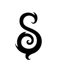Obraz premium S letter symbol. For logo, tattoo, emblem, monogram, shield. Tribal maori style. 