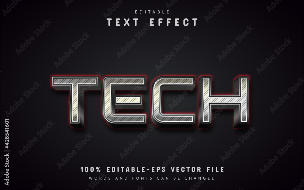 Poster tech text, metallic style text effect