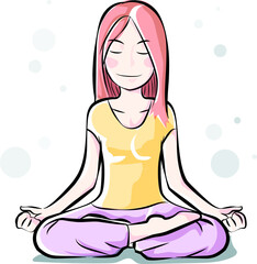 Cute girl meditating for peace