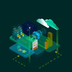 3d isometric business ideas and processes with multicolored different approaches