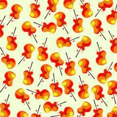 pattern autumn orange trees walrus in a chaotic order stickers on a light background for wallpaper, screensavers on the phone or case