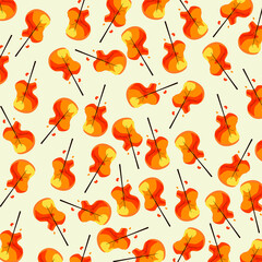 pattern autumn orange trees walrus in a chaotic order stickers on a light background for wallpaper, screensavers on the phone or case