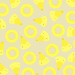 
illustration background fresh pineapple slices on beige