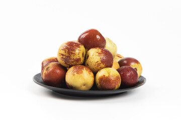 fresh chinese jujubes isolated on white background
