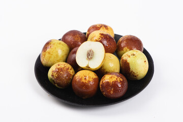 fresh chinese jujubes isolated on white background