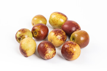 fresh chinese jujubes isolated on white background