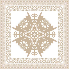 Elegant abstract scarf pattern design with ethnic and floral ornament. Hijab motif design