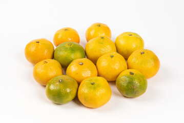 fresh tangerines isolated on white background
