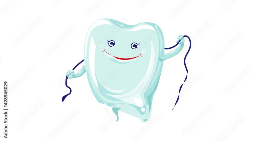Poster tooth floss icon animation