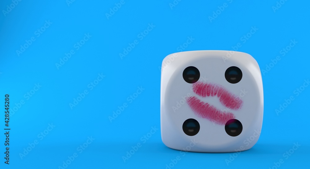 Canvas Prints Dice with lipstick kiss