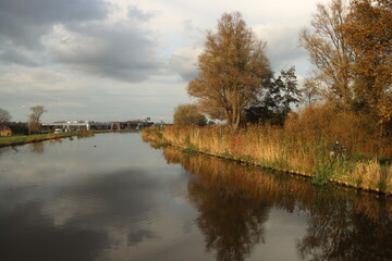 Ring canal at the lowest polder in the Netherlands Zuidplaspolder between Gouda and Rotterdam