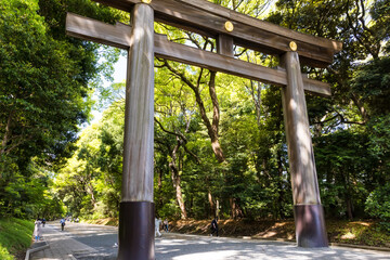 (東京都ｰ都市風景)春の明治神宮一の鳥居風景４
