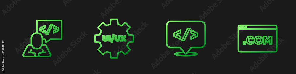 Wall mural set line front end development, , ui or ux design and . gradient color icons. vector