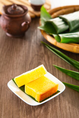 Kuih Bingka Ubi, traditional Malaysian Nyonya dessert sweet cake.