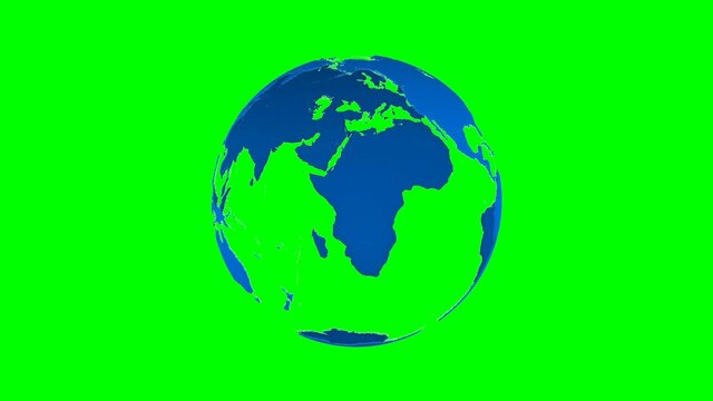 rotate globe on green background. Isolated 3D illustration