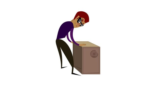 Burglar check metal safe icon animation