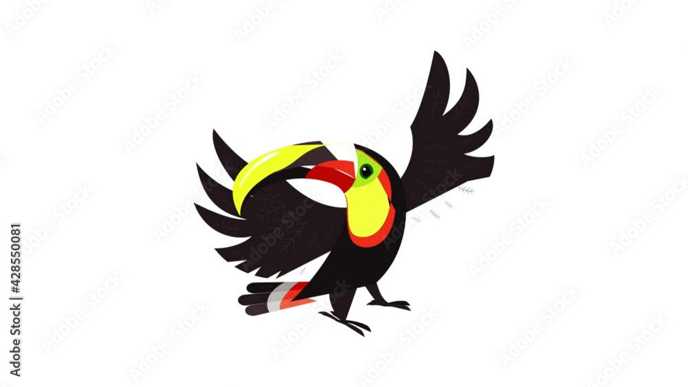 Wall mural Toucan macaw icon animation