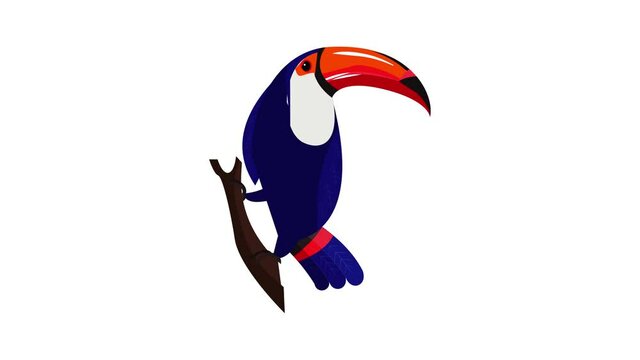 Toucan on tree icon animation