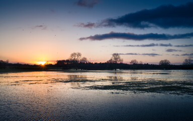 Naklejka premium Flooded field after heavy rain in Buckinghamshire, UK