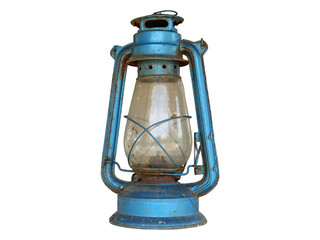 Ancient Vintage Camping Lamp on White Background