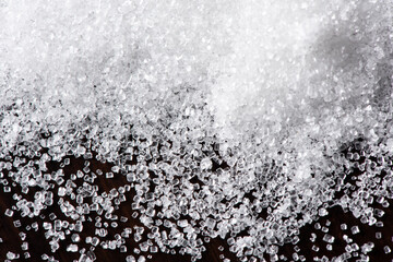 Close up of white sugar background. 