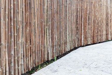 Bamboo fence in the walkway to the garden